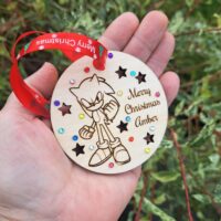 Sonic Bauble, Sonic The Hedgehog Personalised Bauble, Sonic Christmas Bauble, Wooden Rustic Sonic Bauble, Sonic Baubles, Sonic Xmas Baubles