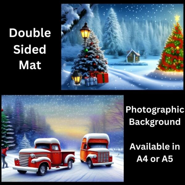 Xmas Tree And Truck Scene Photographic Background Mat