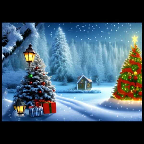 Christmas Tree And Truck Scene Xmas Photographic Background Mat A4 And A5 Size Nail Display Mats Double Sided Image Photographic Background Mats - Image 3