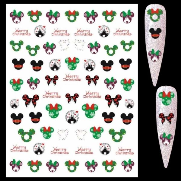 Disney Christmas Mickey Mouse And Minnie Mouse Nail Art Stickers Design 951