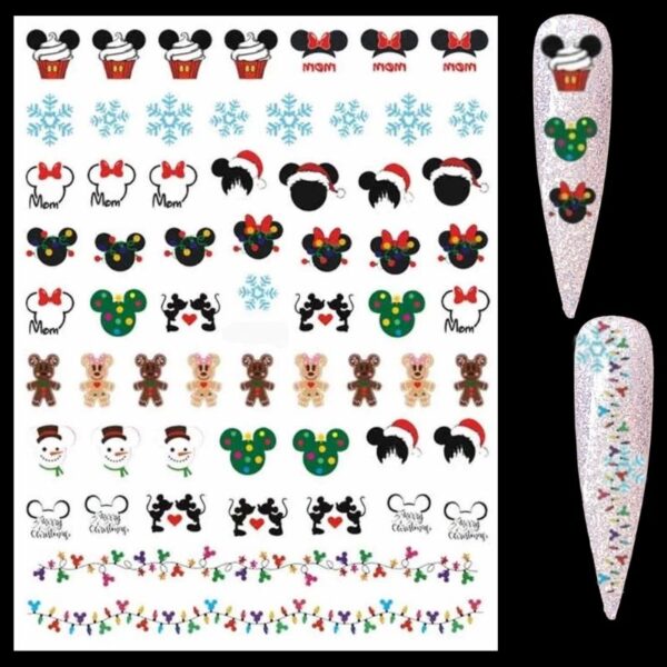 Disney Christmas Mickey Mouse And Minnie Mouse Nail Art Stickers Design 953