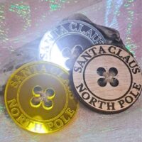 Santas Lost Button Father Christmas Lost Button Xmas Eve Box Gift - Silver Mirror Acrylic