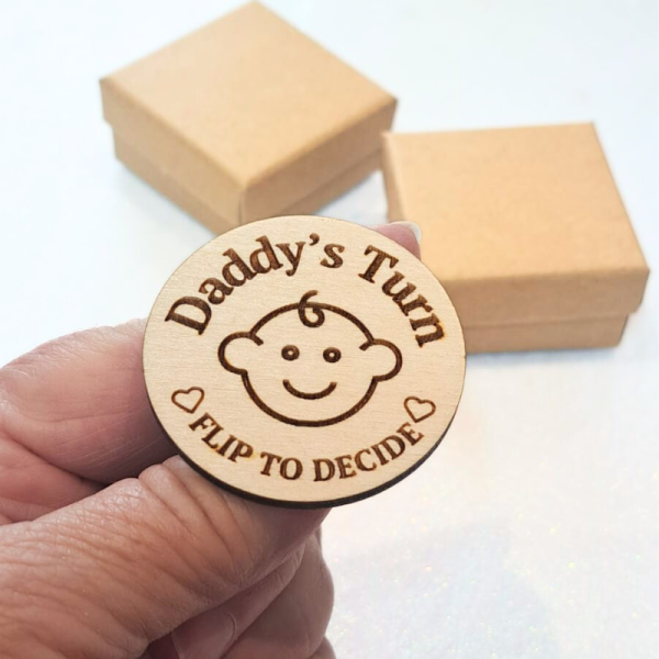 New Parent Decision Coin, Flip Coin, Baby Shower Gift, New Baby Gift, Wooden Gift, Xmas Gift For Parents, Baby Decision Coin - Image 8