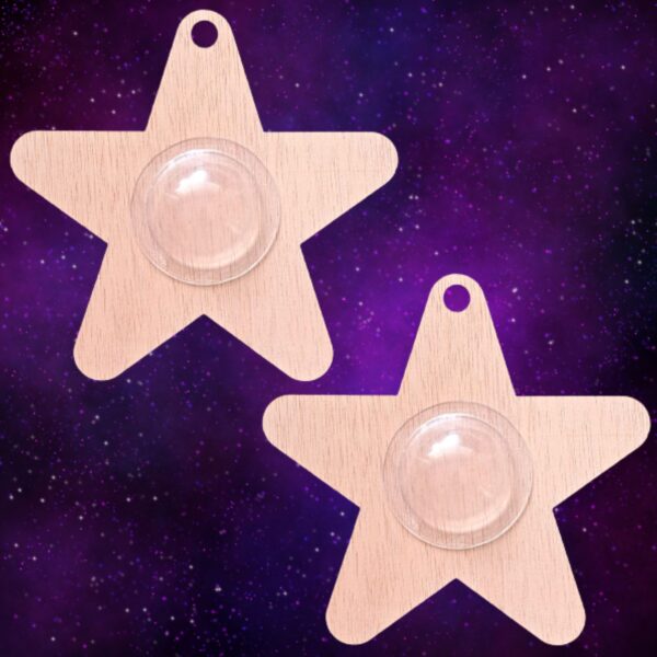 Wooden Star Bauble Xmas Craft Blanks With Round Shaker Dome x 1 Christmas Star Bauble Wood Craft Blanks - Image 2