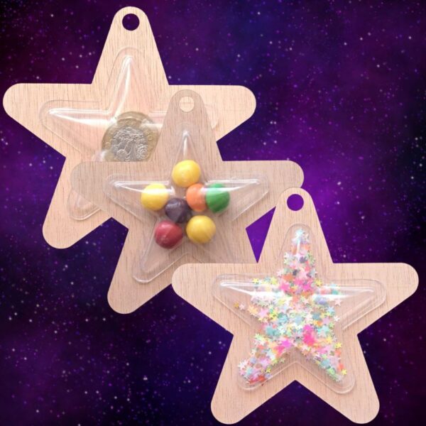 Star Wooden Bauble Xmas Craft Blanks With Star Shaker Dome x 1 Christmas Star Bauble Wood Craft Blanks