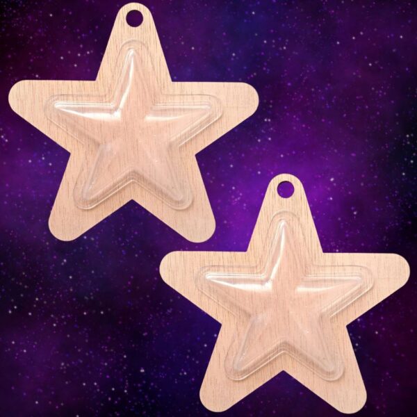 Star Wooden Bauble Xmas Craft Blanks With Star Shaker Dome x 1 Christmas Star Bauble Wood Craft Blanks - Image 2