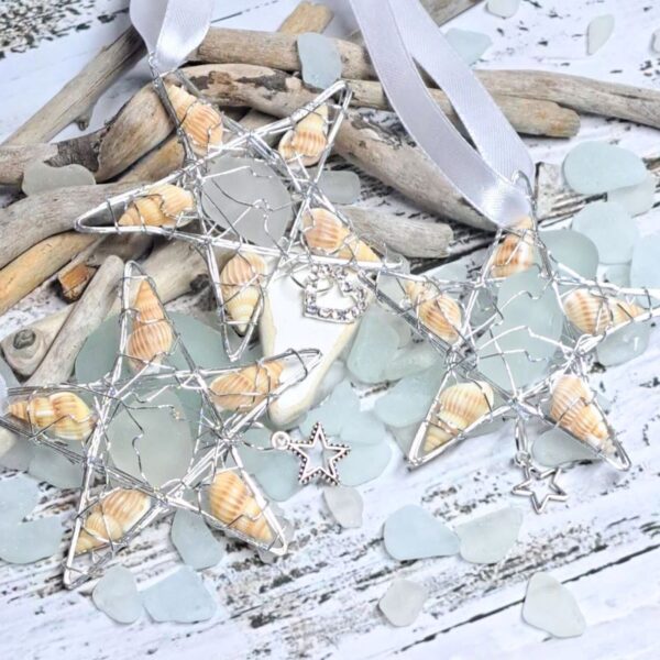 Sea Glass Sea Shell Hanging Star Christmas Decoration Beach Hut Decoration