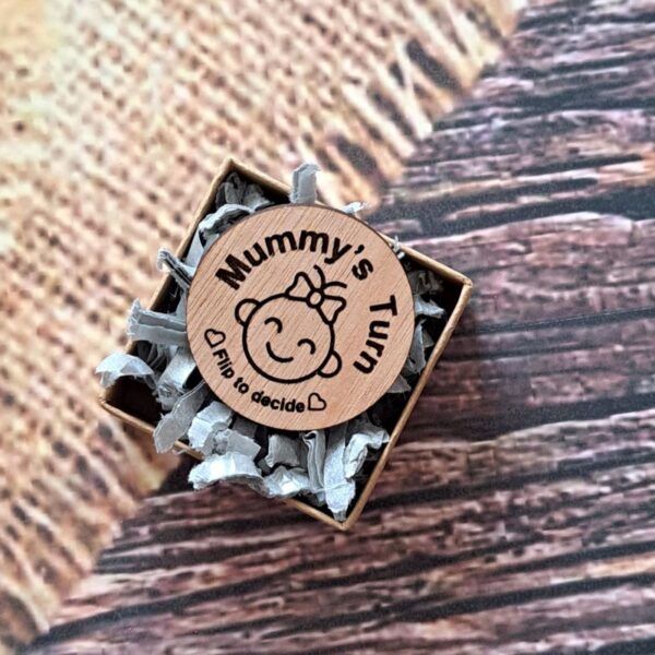 New Parent Decision Coin, Flip Coin, Baby Shower Gift, New Baby Gift, Wooden Gift, Xmas Gift For Parents, Baby Decision Coin - Image 4