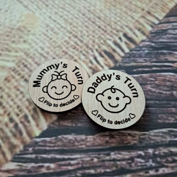 New Parent Decision Coin, Flip Coin, Baby Shower Gift, New Baby Gift, Wooden Gift, Xmas Gift For Parents, Baby Decision Coin - Image 3