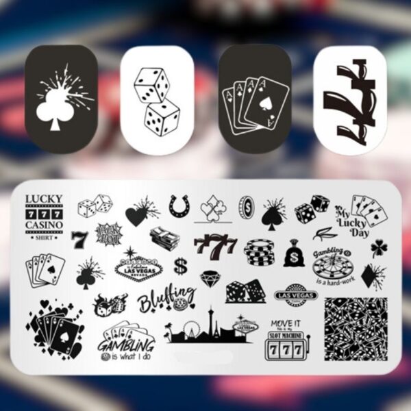 Poker Nail Stamping Plate Gambling Nail Art Stamping Plate Design 163 - Image 2