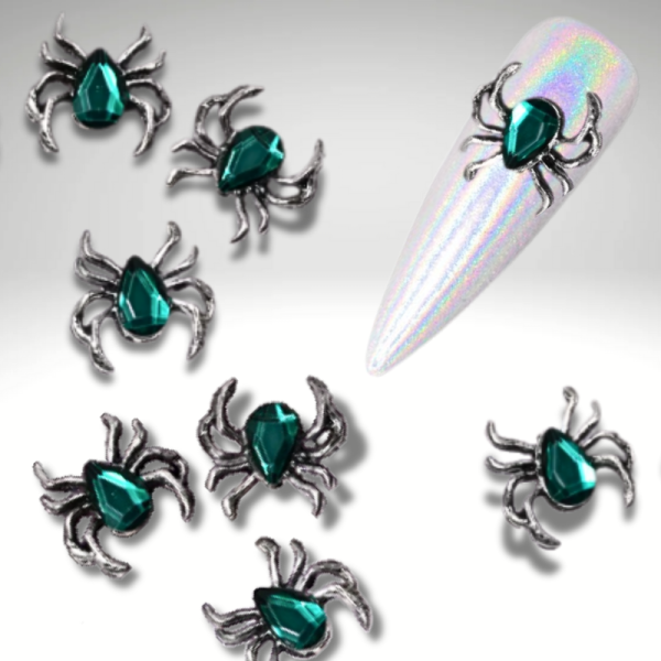 Spider Halloween Retro Punk Crystal Nail Art Charms Design 1