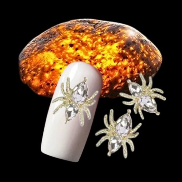 Spider Nail Art Crystal Charms x 1 Piece Spider Halloween Nail Charms Craft Charms Gold And Clear