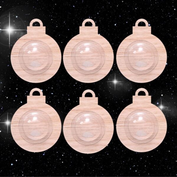 Wooden Xmas Bauble Blanks With Round Shaker Dome x 1 Wooden Christmas Bauble Small Craft Blanks - Image 2