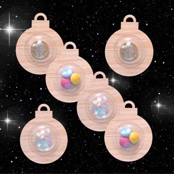 Small Wooden Bauble With Shaker Dome