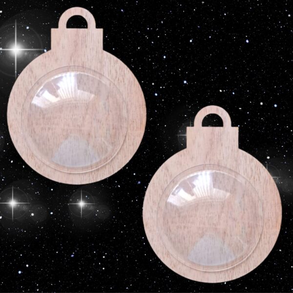 Christmas Bauble Wooden Craft Blanks With Round Shaker Dome x 1 Wood Xmas Bauble Large Craft Blanks - Image 2