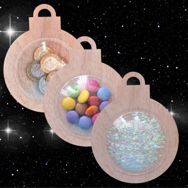 Wooden Bauble with shaker dome