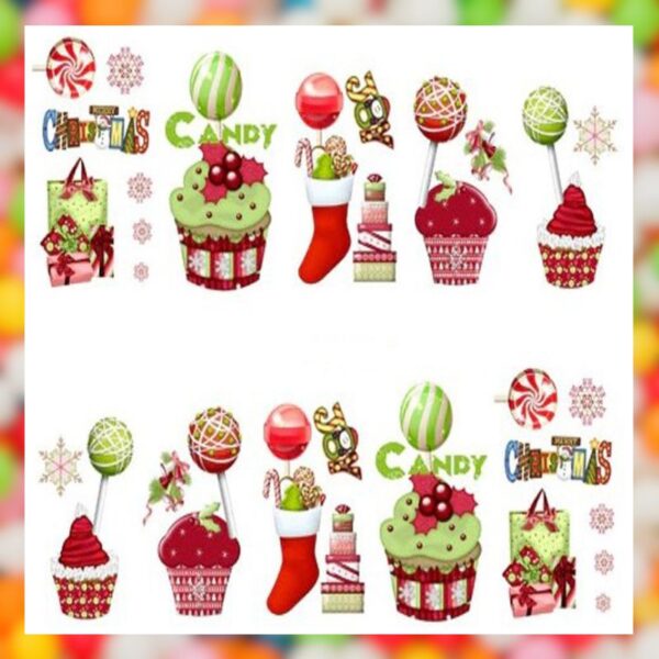 Christmas Candy Cane Lollipops Cake Nail Art Water Decals Design 107