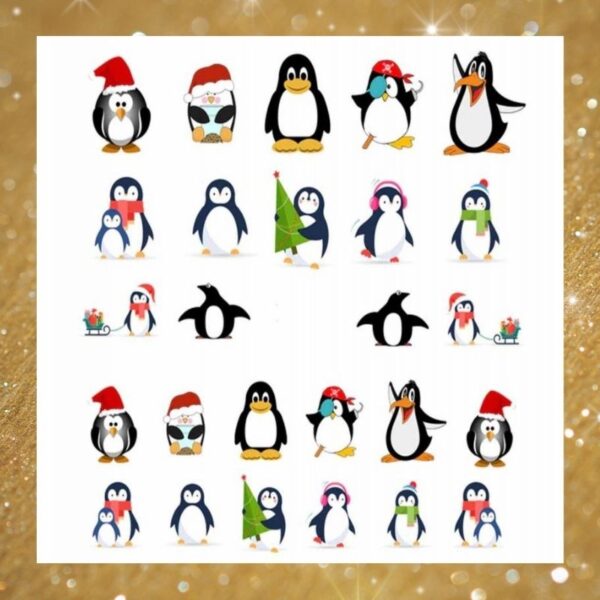 Christmas Penguin Nail Art Water Decal Design 2