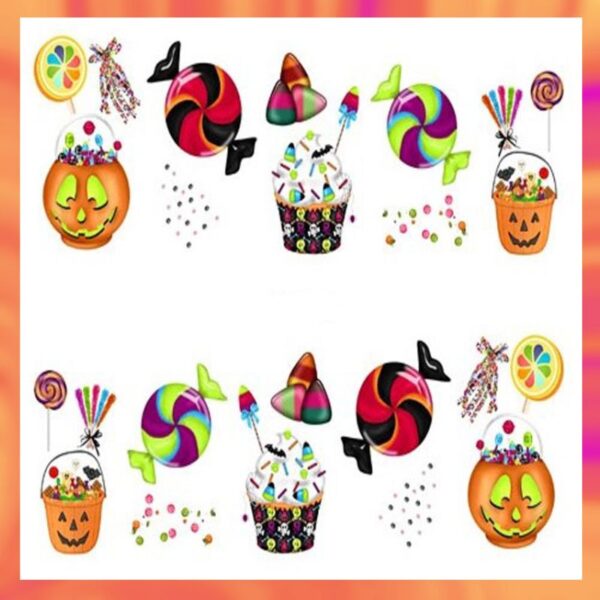 Halloween Sweets Candy Lollipops Nail Art Water Decals Design 112