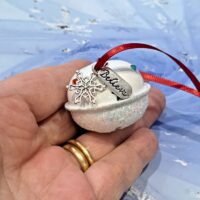 I Believe Jingle Bell Christmas Decoration, Christmas Eve Box, Xmas Keepsake, Polar Express Bell, Stocking Filler, White Crystal Jingle Bell