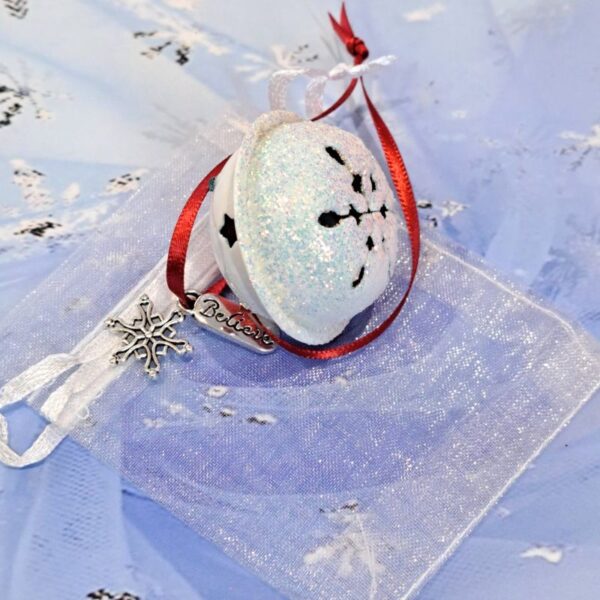 I Believe Jingle Bell Christmas Decoration, Christmas Eve Box, Xmas Keepsake, Polar Express Bell, Stocking Filler, White Crystal Jingle Bell - Image 5