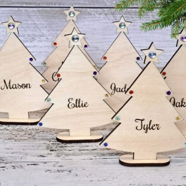 Christmas Tree Place Names Wooden Christmas Decoration Personalised Xmas Table Decorations - Image 2