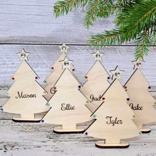 Christmas Tree Place Names Wooden Christmas Decoration Personalised Xmas Table Decorations - Image 4