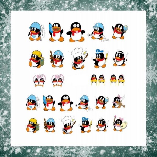 Penguin Nail Art Water Decal Design 6