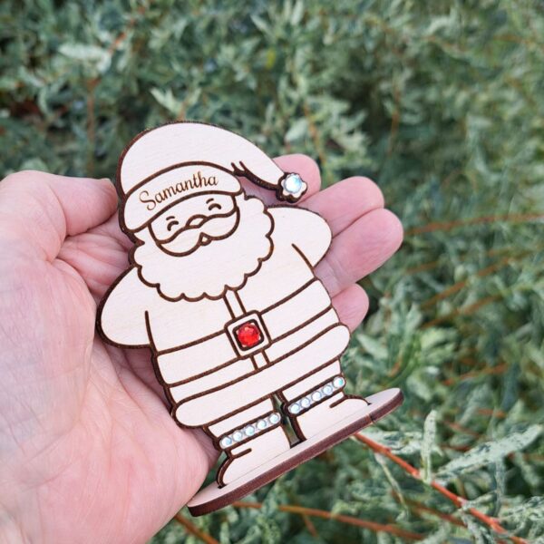 Santa Baubles, Personalised Father Christmas Table Place Setting With Crystal And Rhinestones, Xmas Gift Baubles, Kids Baubles, Xmas Decor - Image 2