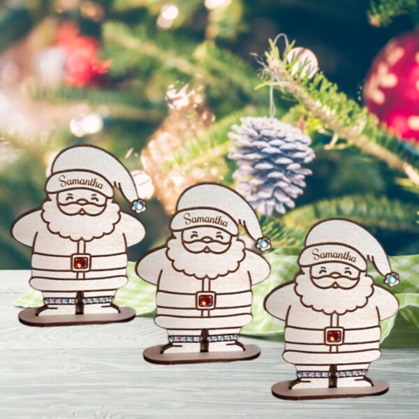 Santa Baubles, Personalised Father Christmas Table Place Setting With Crystal And Rhinestones, Xmas Gift Baubles, Kids Baubles, Xmas Decor - Image 4