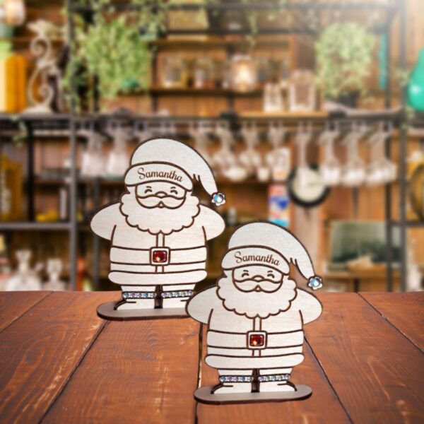 Santa Baubles, Personalised Father Christmas Table Place Setting With Crystal And Rhinestones, Xmas Gift Baubles, Kids Baubles, Xmas Decor - Image 5