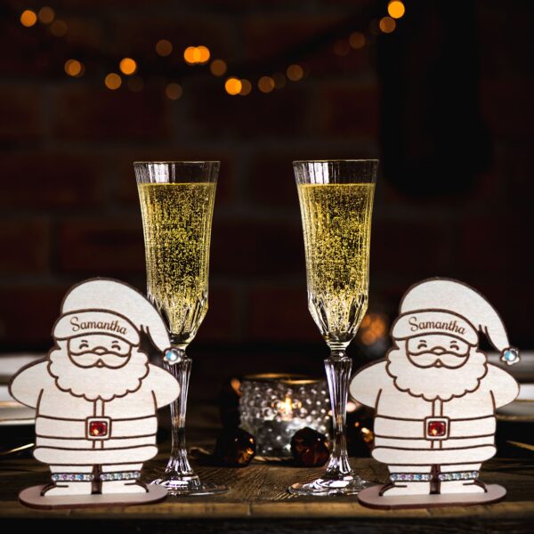 Santa Baubles, Personalised Father Christmas Table Place Setting With Crystal And Rhinestones, Xmas Gift Baubles, Kids Baubles, Xmas Decor - Image 6