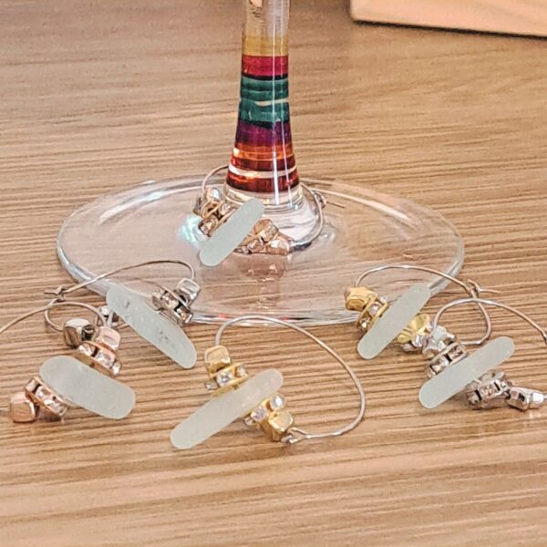 Sea Glass Wine Glass Charms Set Of 6