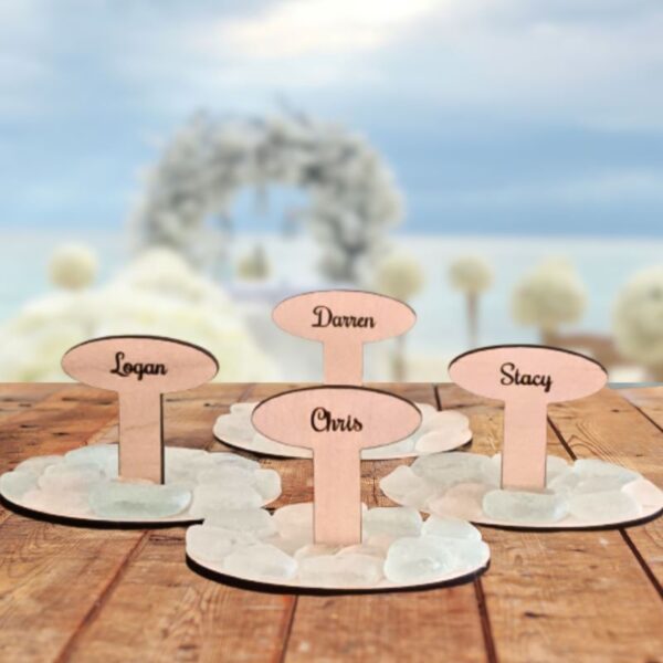 Personalised Sea Glass Table Place Name Wooden Christmas Wedding