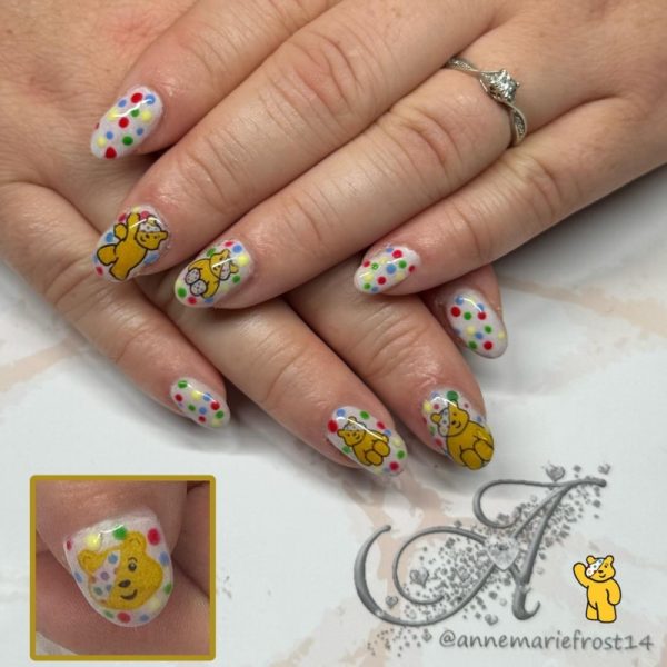 Children In Need Water Decals, Pudsey Bear Nail Art Water Decals, Pudsey 2025 Nails - Image 2