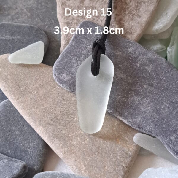 Design 15 Unisex Sea Glass Cord Pendant 3.9cm x 1.8cm