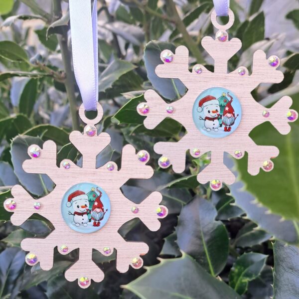 Gnome Baubles, Gonk Baubles, Snowflake Christmas Crystal Baubles, Xmas Tree Decorations, Christmas Gifts, Xmas Present, Family Christmas Baubles - Image 8