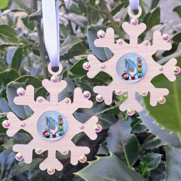Gnome Baubles, Gonk Baubles, Snowflake Christmas Crystal Baubles, Xmas Tree Decorations, Christmas Gifts, Xmas Present, Family Christmas Baubles - Image 6
