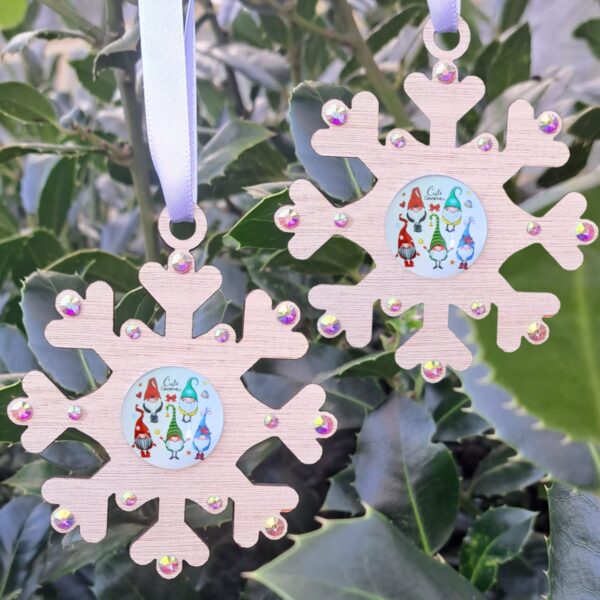 Gnome Baubles, Gonk Baubles, Snowflake Christmas Crystal Baubles, Xmas Tree Decorations, Christmas Gifts, Xmas Present, Family Christmas Baubles - Image 5