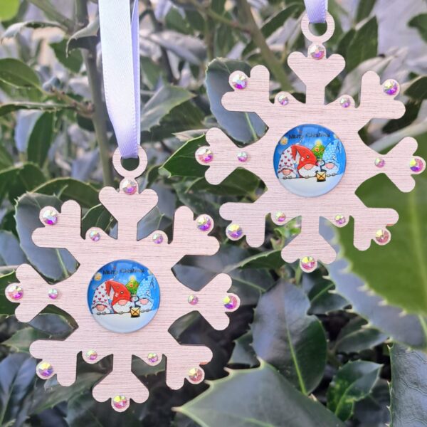 Gnome Baubles, Gonk Baubles, Snowflake Christmas Crystal Baubles, Xmas Tree Decorations, Christmas Gifts, Xmas Present, Family Christmas Baubles - Image 4