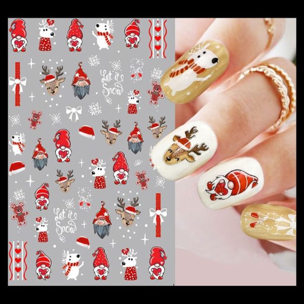 Gnome Christmas Nail Art Stickers Design 991