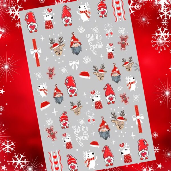 Gnome Christmas Nail Art Stickers Design 991