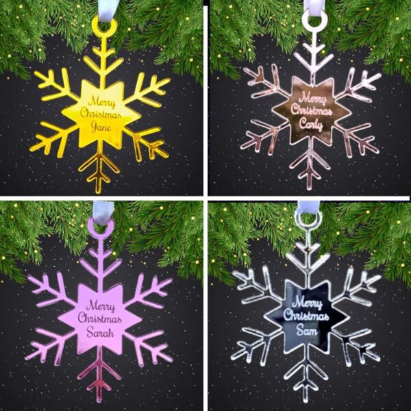 Personalised Mirror Acrylic Snowflake Bauble