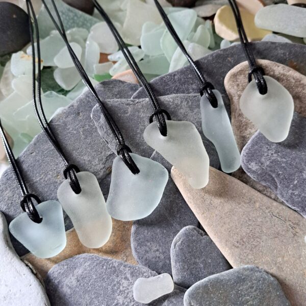 Unisex Sea Glass Cord Pendants