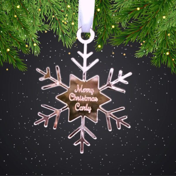 Snowflake Personalised Bauble, Name Engraved Baubles, Christmas Tree Ornament, Xmas Decorations, Secret Santa Gift Ideas - Image 3