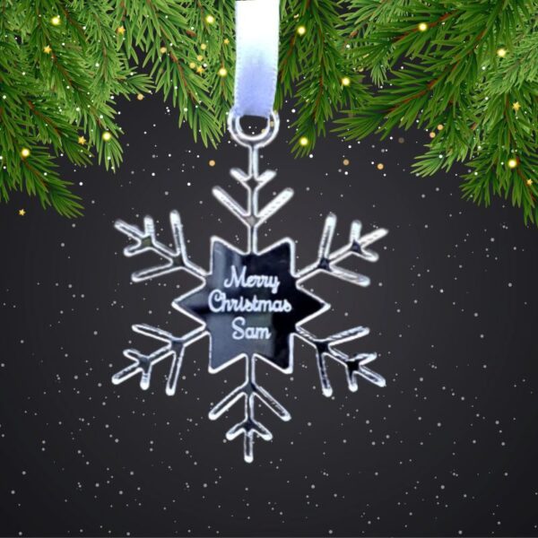 Snowflake Personalised Bauble, Name Engraved Baubles, Christmas Tree Ornament, Xmas Decorations, Secret Santa Gift Ideas - Image 5