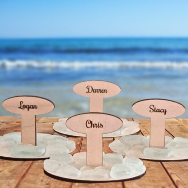 Sea Glass Personalised Table Place Names, Wooden Christmas Table Decorations, Wedding Table Place Settings, Sea Glass Gifts, Xmas Decor - Image 3