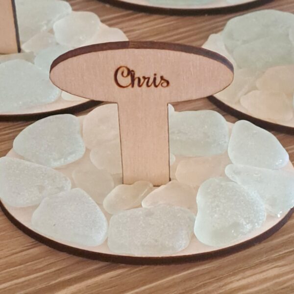 Sea Glass Personalised Table Place Names, Wooden Christmas Table Decorations, Wedding Table Place Settings, Sea Glass Gifts, Xmas Decor - Image 4