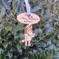 Bluey Bauble Bluey Personalised Bauble Bluey Crystal Christmas Bauble Wooden Rustic Bluey Bauble - Bluey Design 2