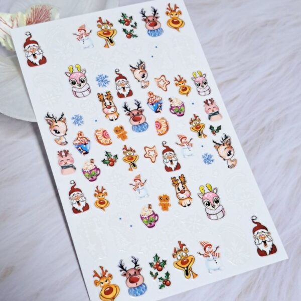 Santa Rudolph Snowman Christmas Nail Art Stickers Design 893